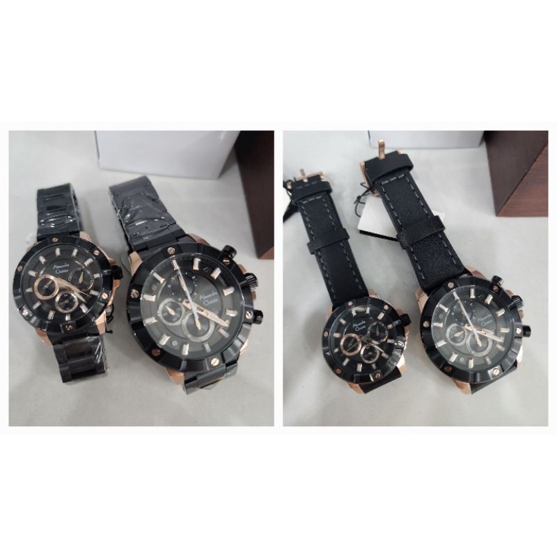 jam tangan couple alexandre christie ac6609 leather kulit pasangan 6609 original blackrose