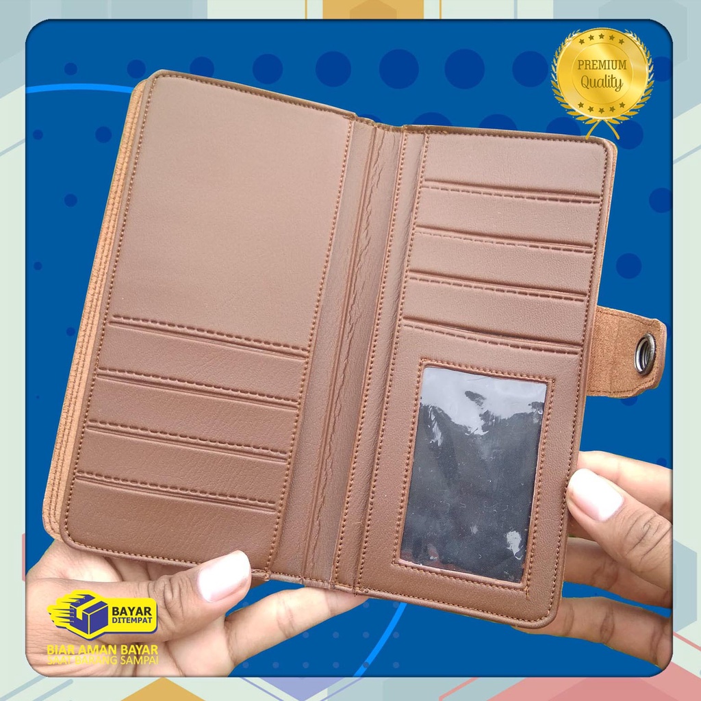 best seller! Dompet lipat cowok amt panjang kancing Bahan sintetik