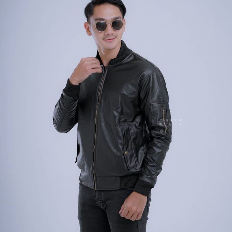 JAKET SEMI KULIT BOMBER/JAKET SINTETIS/JAKET BOMBER PRIA ORIGINAL/JAKET KULIT PRIA