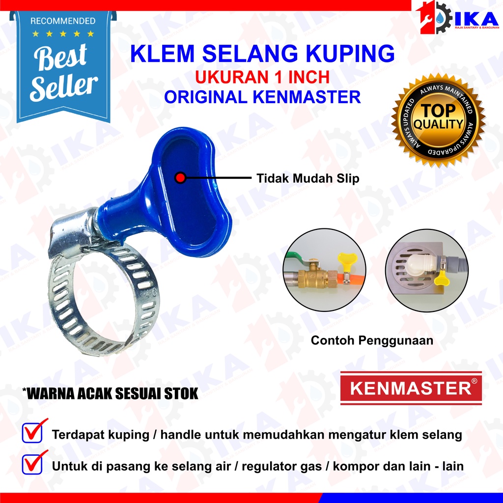 KLEM SELANG 1 5/8 3/4 INCH + BUKAAN KUPING KENMASTER TNP OBENG PENGENCANG IKAT SELANG SERBAGUNA KUAT