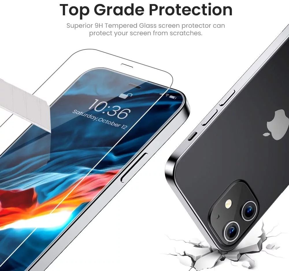 Pelindung Layar Tempered Glass 3 In 1 Depan + Belakang Untuk Iphone 12 Mini Pro Max