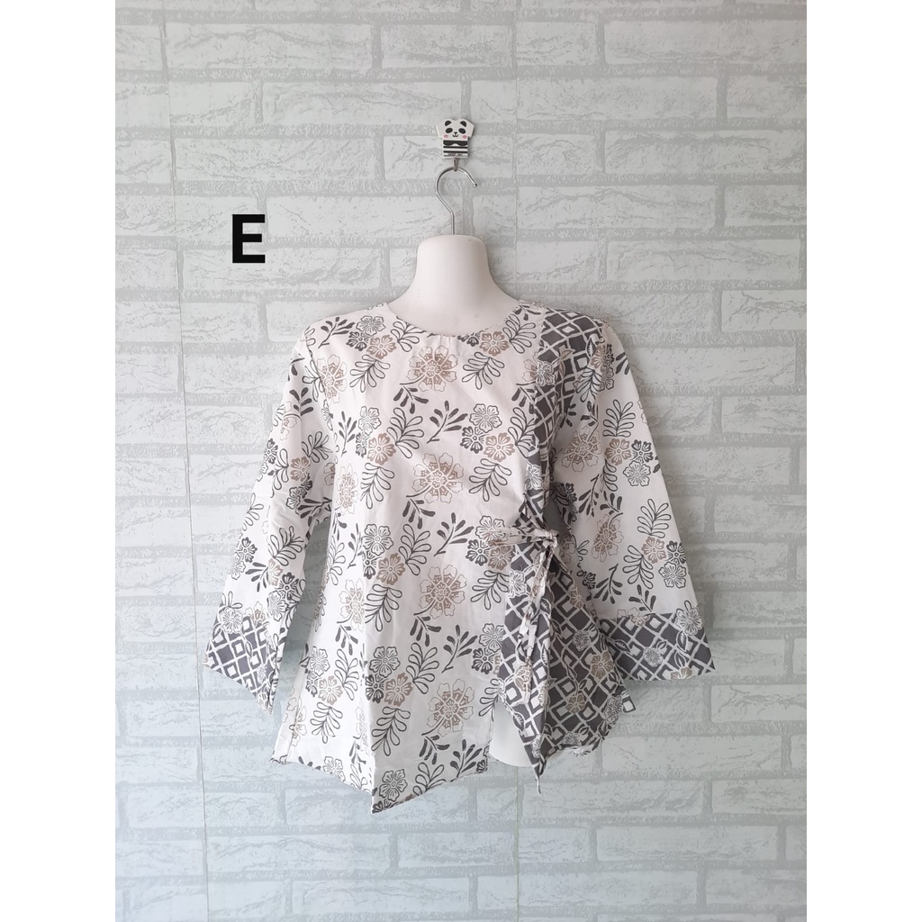 Blouse batik tali samping model kimono lengan 3/4