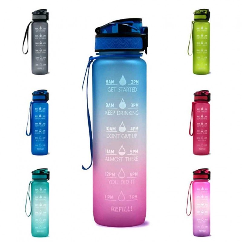 Botol Minum Tabung 1000ml Leakproof Frosted BPA Free Anti Tumpah