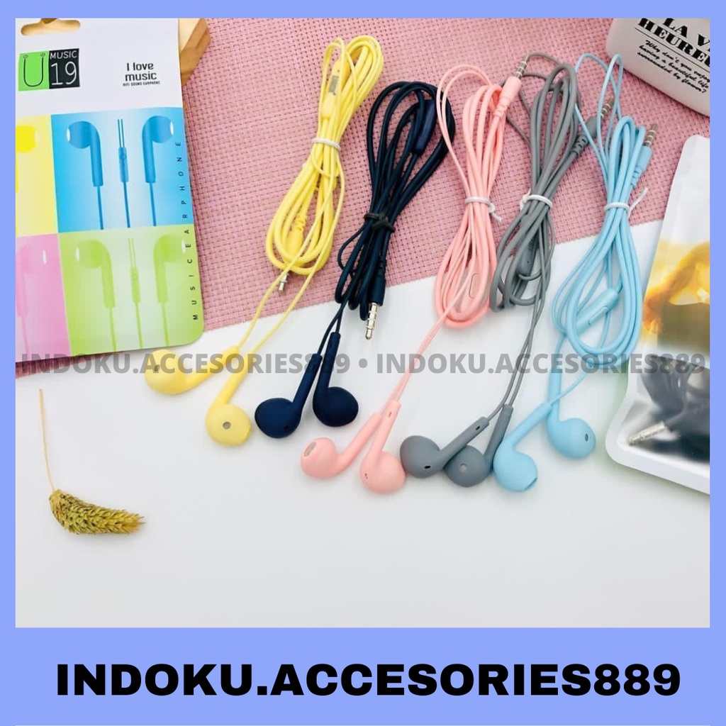 Earphone Headset U19/U30 Macaron Ngebass Kualitas Grade A