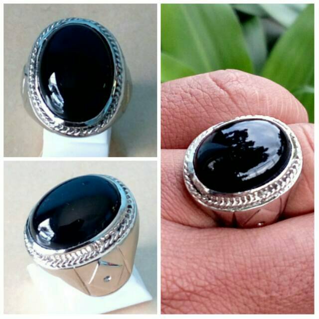 Cincin Batu Akik Black Onyx Hitam Legam Body Glasses