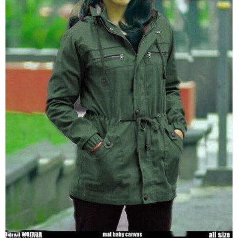 Jaket Parka Wanita Hijau Army Hijau Tua