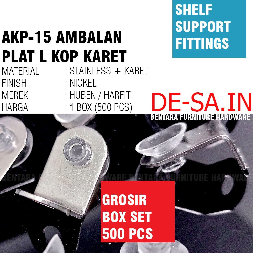 (GROSIR) HUBEN AKP-15 SS STAINLESS FITTING AMBALAN KOP KACA - GLASS SHELF SUPPORT (500 PCS)