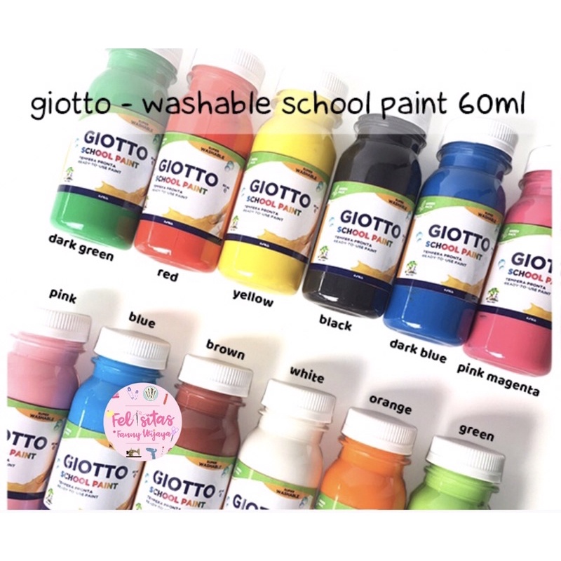 

Giotto - Washable School Paint 60 ml | Perlengkapan Mewarnai Fingerpaint Melukis Cat Lukis Anak Finger Paint | Mainan Edukasi
