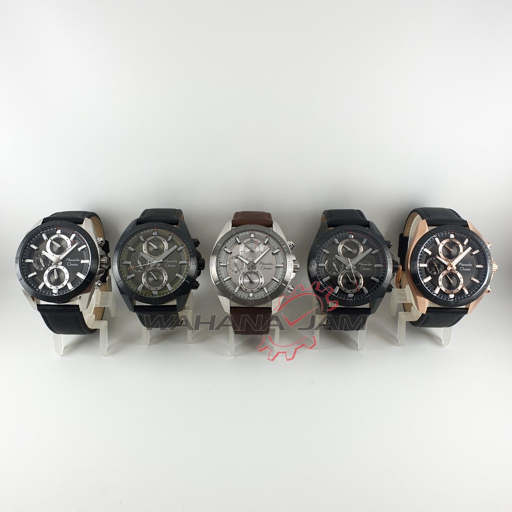 Alexandre Christie AC 6581 MF / Jam Tangan Pria AC6581 Alexander Cowok Multifungsi Kulit Leather Ori