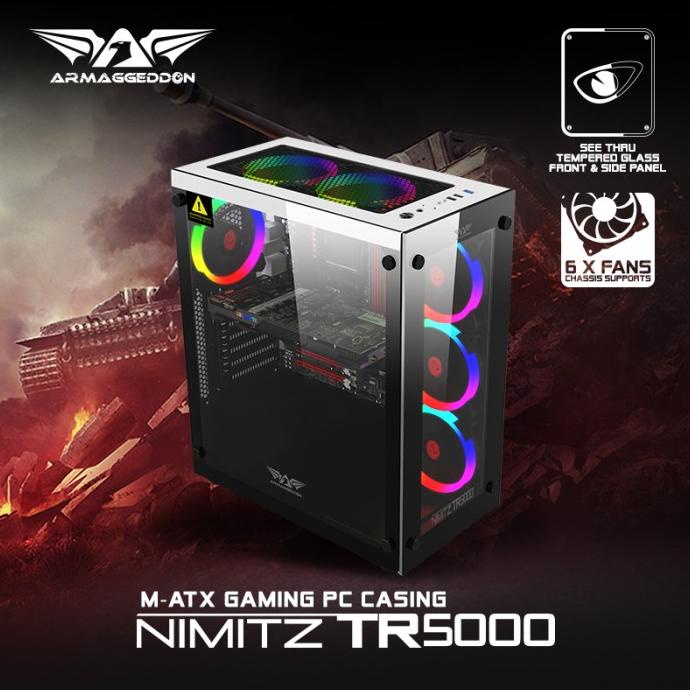 Jual ARMAGGEDDON NIMITZ TR5000 ATX GAMING PC CASING Putih Shopee