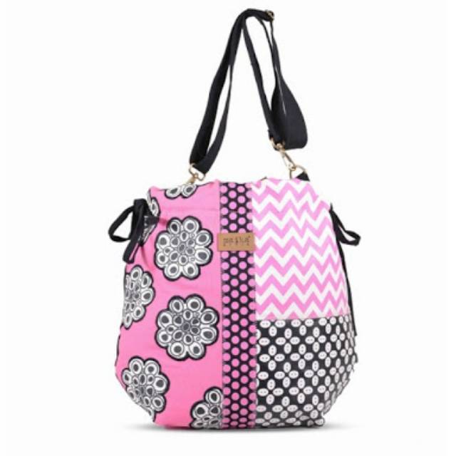 tas selempang serut Maika etnik diskon satchel bag mokes pink