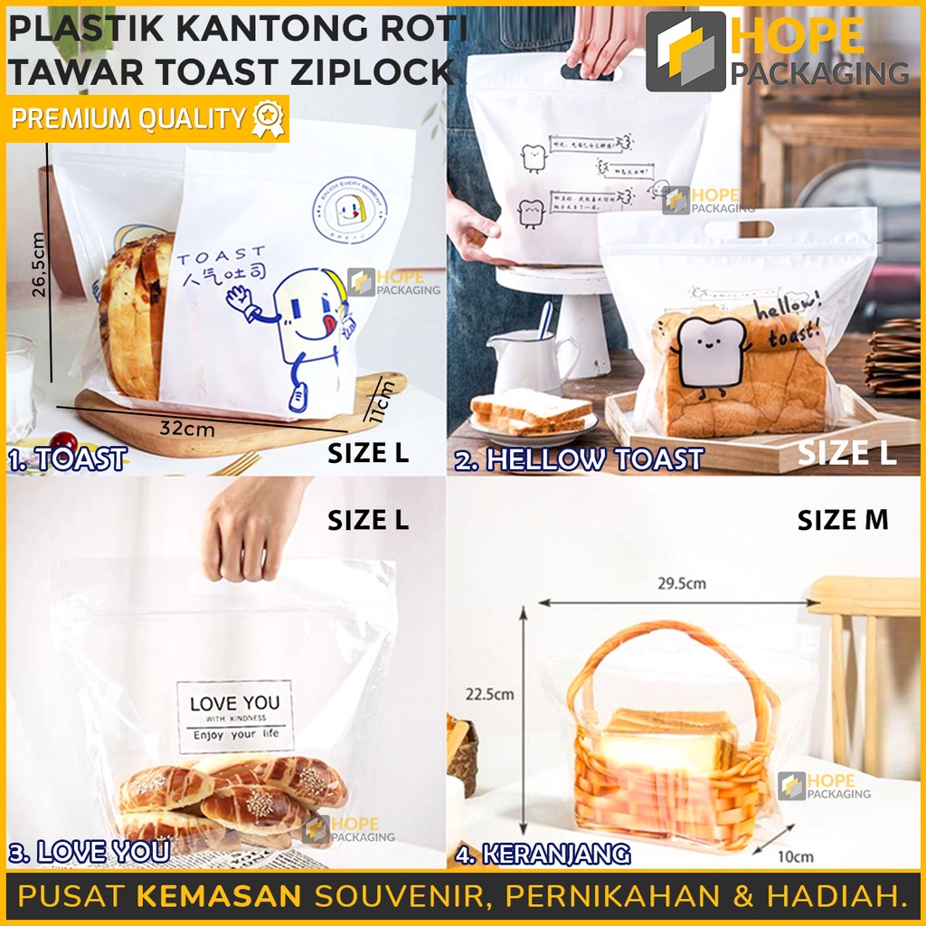 [ ISI 5 PCS ] Plastik Ziplock Transparant / Kantong Plastik Roti Tawar / Toast Kemasan Plastik Roti Zipper