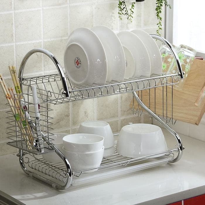 Rak Piring Stainless 2 Tingkat - Dish Rack 2 Layer