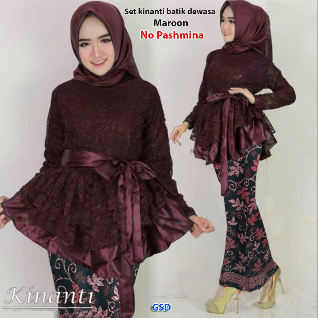 Setelan kebaya batik  wanita modern kombinasi  blus  brokat  