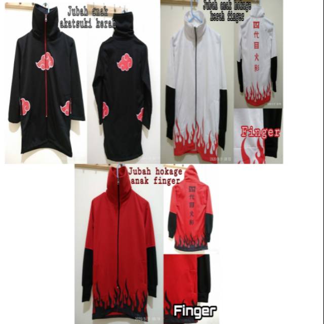 Jaket anak anime akatsuki hokage versi jubah kerah