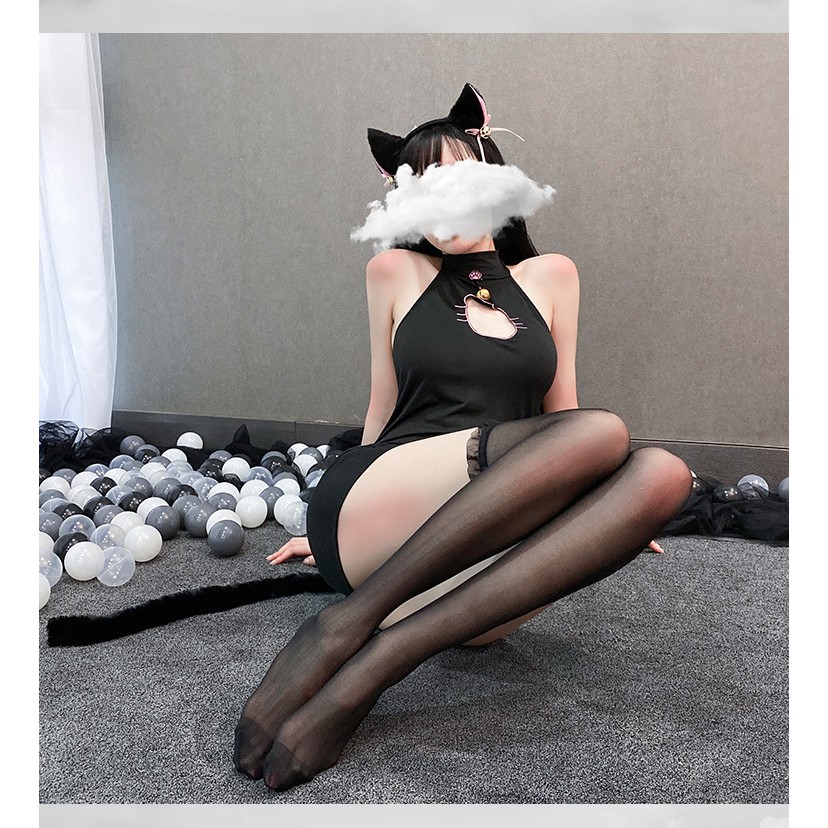 LI-66 HQ japan lingerie cat nekomimi set baju tidur wanita renda sexy seksi