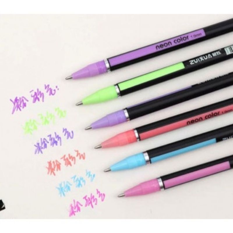 PULPEN ZUIXUA 12 WARNA (NEON COLOR PASTEL COLORS SERIES) HP6207 gel pen pastel 12 warna