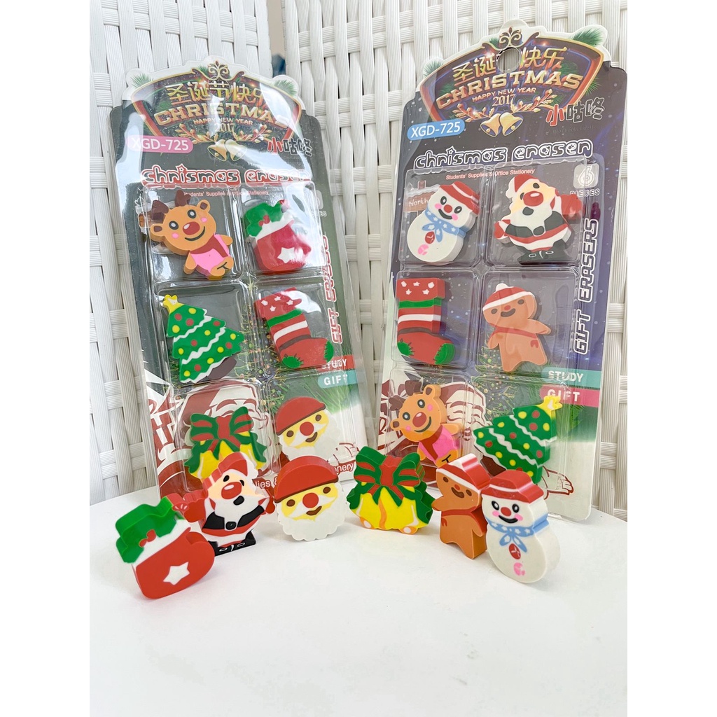 

PENGHAPUS NATAL GEPENG 1 set 6 pcs christmas gift tukar kado natal penghapus karet alat tulis