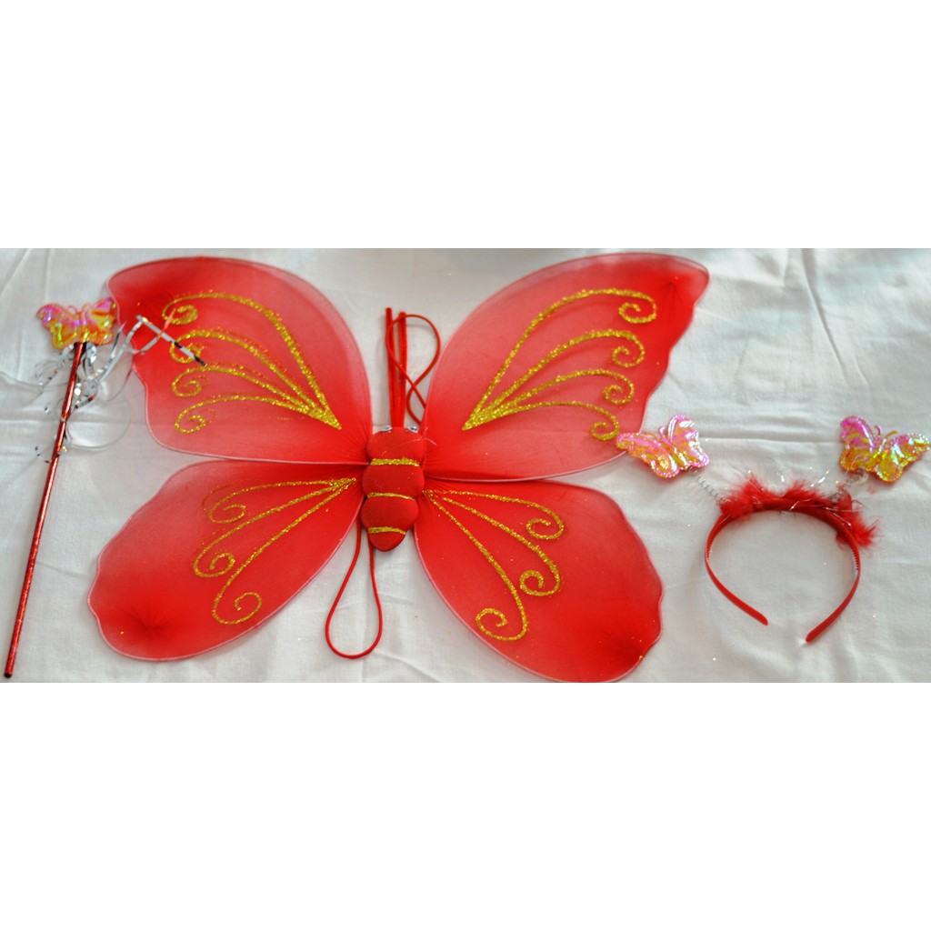 Sayap kupu kupu Kostum Anak peri tongkat bando opera karnaval angel