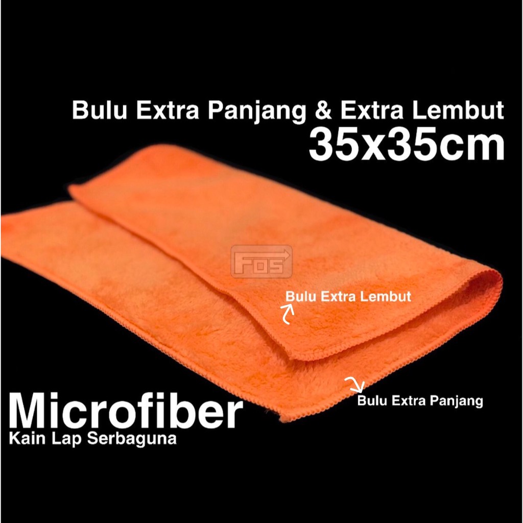 Microfiber Uk.35x35cm 2 Sisi Bulu Extra Panjang Dan Extra Lembut Untuk Mobil & Rumah Tangga