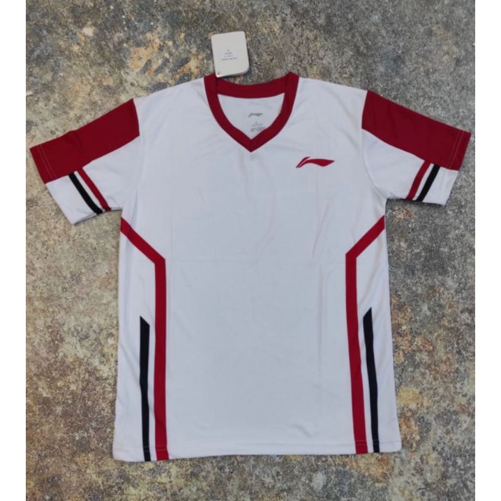 jersey badminton / bulutangkis ready murah merah putih unisex