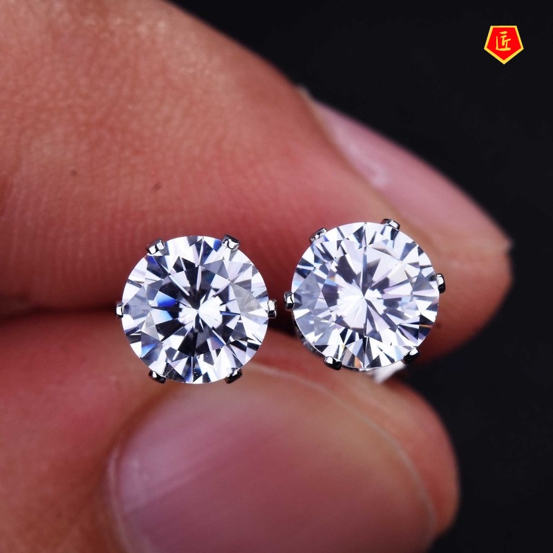 [Ready Stock]Simple Fashion Moissanite Crown Earrings