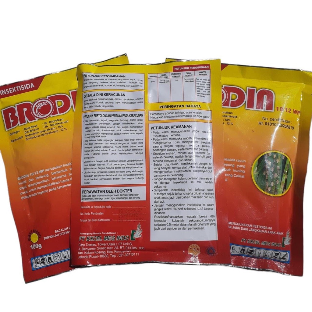 BRODIN 18/12 WP 100gr dosis tinggi 2 bahan aktif dinotefuron 12% + buprofezin 18% Applaud Bolsano 60/10 wp Inztan 400EC