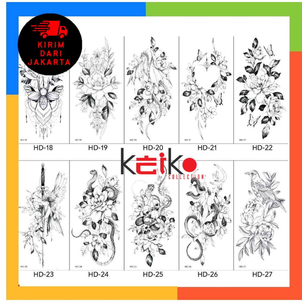 CLEAR STOCK RP 1500 [ Ukuran 10cm x 20cm ]  STIKER TATTO / FAKE TATTO / TEMPORARY TATTO / TATTO WATERPROOF