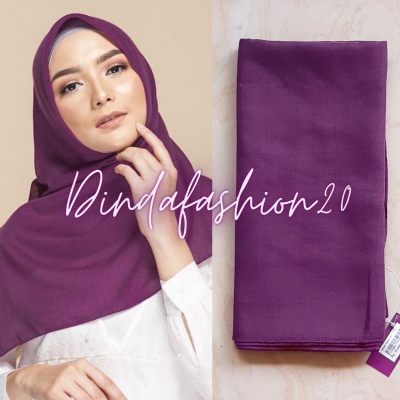 Elzatta Keisha Sadia Jilbab Kerudung Segiempat Polos Bahan Polycotton size 110x110cm-611 ungu Terong