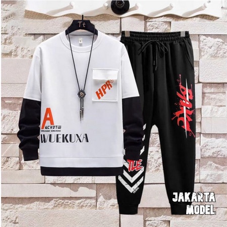Setelan Baju Anak Remaja Laki-laki Usia 10 11 12 13 14 15 16 17 Tahun-Set Kaos Anak Cowok Korea Keki