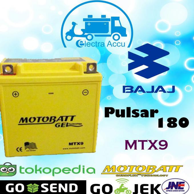 Aki Motor Bajaj Pulsar 180 Motobatt MTX9 Aki kering / Aki Gel