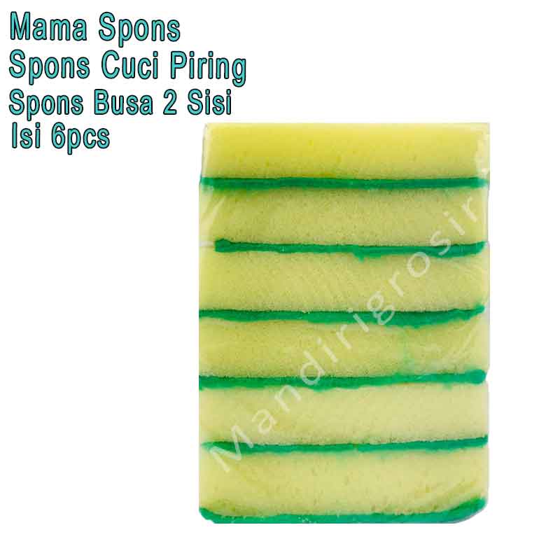 Spons Cuci Piring *Mama Spons * Spons Busa 2 Sisi * Isi 6pcs