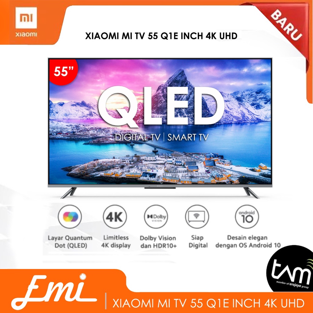 Xiaomi TV Q1E 55&quot; QLED 2022 DIGITAL TV Layar 4K Ultra HD Android TV