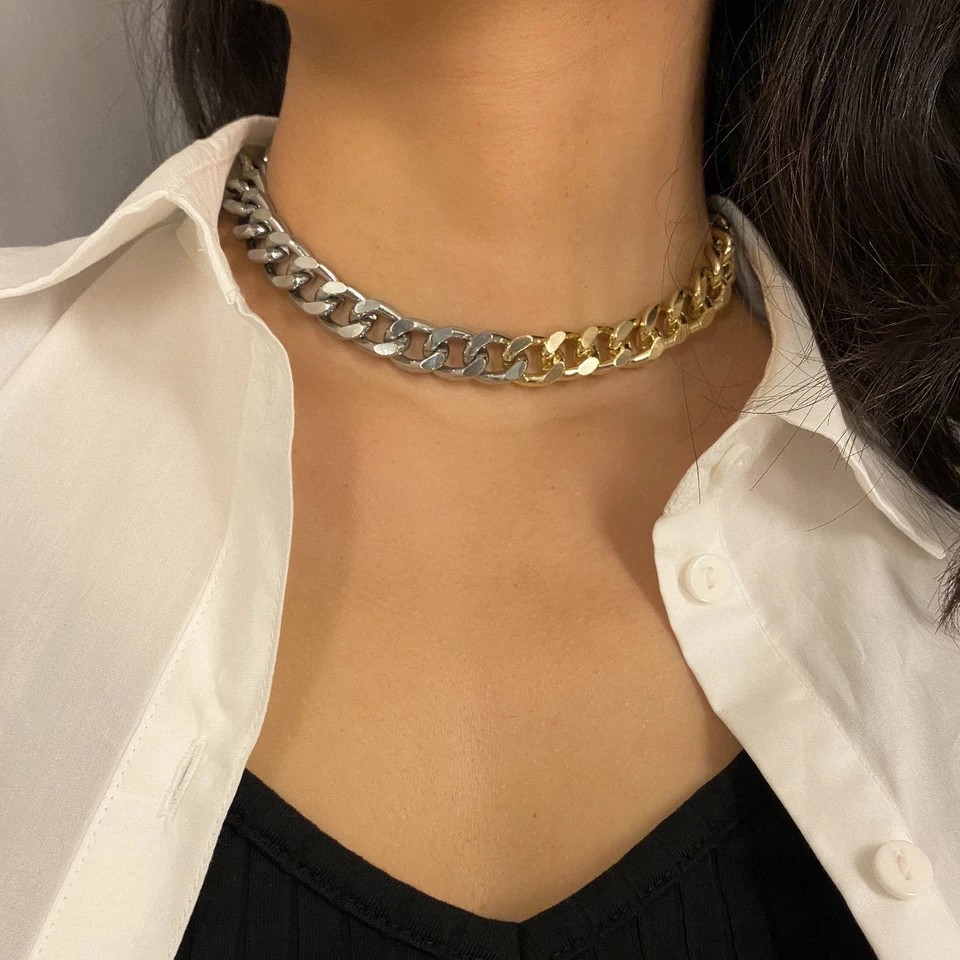 kalung rantai choker fashion aksesoris punk pria wanita bisa pilih warna dan ukuran