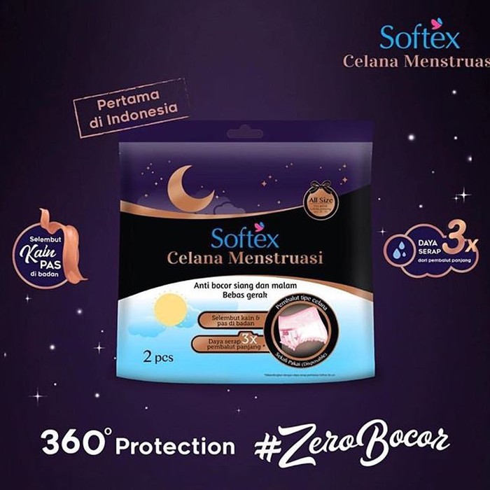 Softex Celana Menstruasi Pembalut All Size 2 pcs tidak bocor mens datang bulan aman