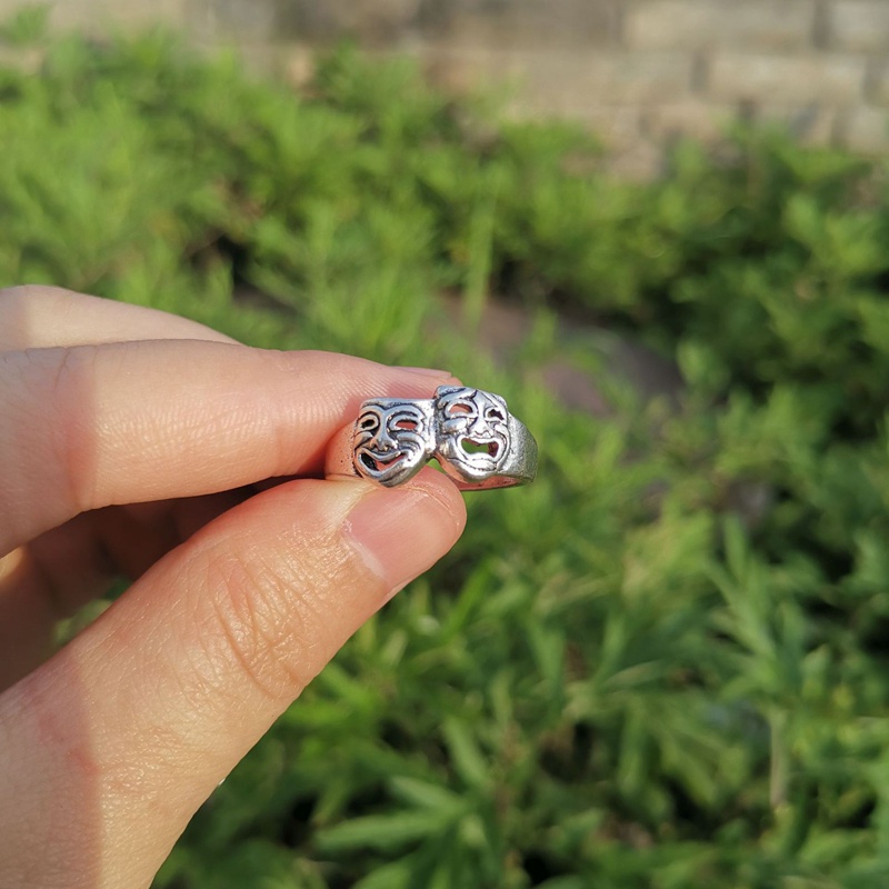 Fancyqube Cincin Desain Tengkorak Hati Bunga Malaikat Warna Silver Gaya Hip Hop Untuk Wanita