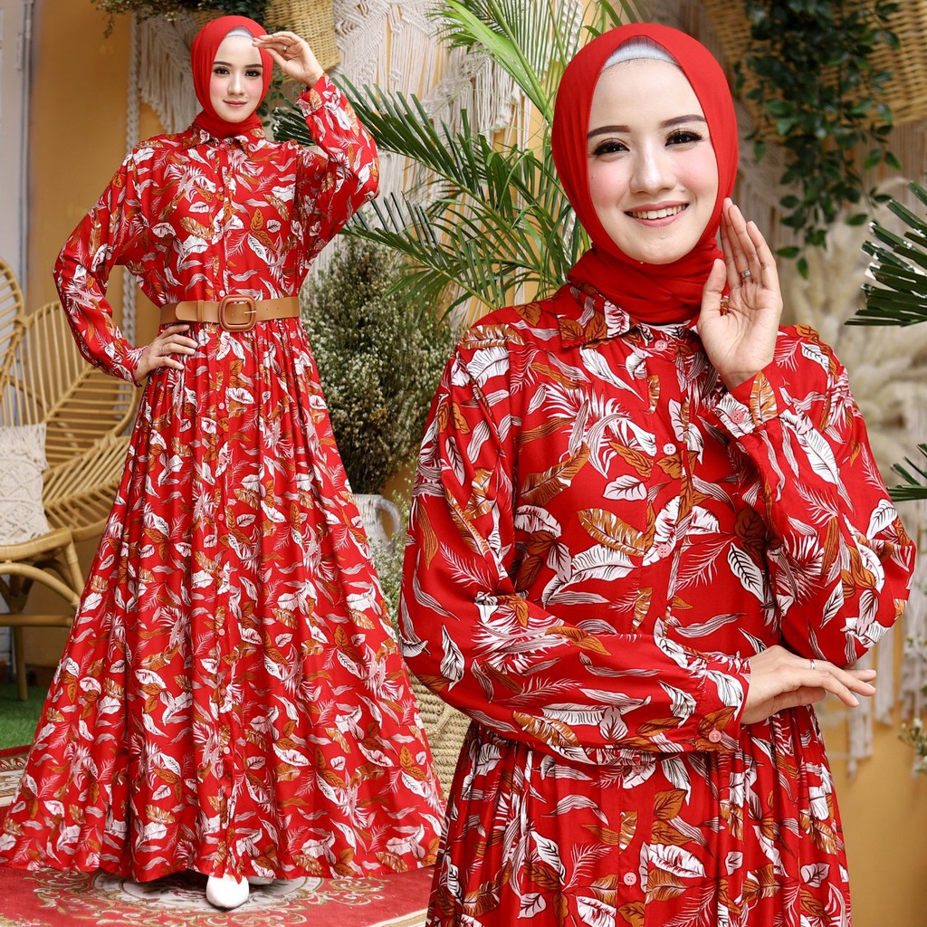 HOPYLOVY - Maxi Dress Wanita Hijab Faline + Belt