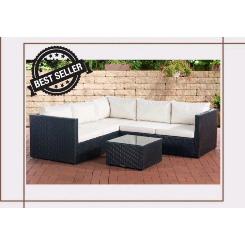 Kursi Sofa Tamu L Sudut Rotan Sintetis