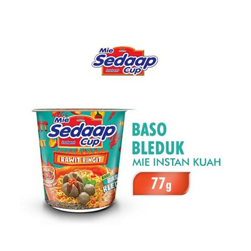 

Sedaap Mie Instant Cup Rawit Bingit Baso Bleduk 77 g