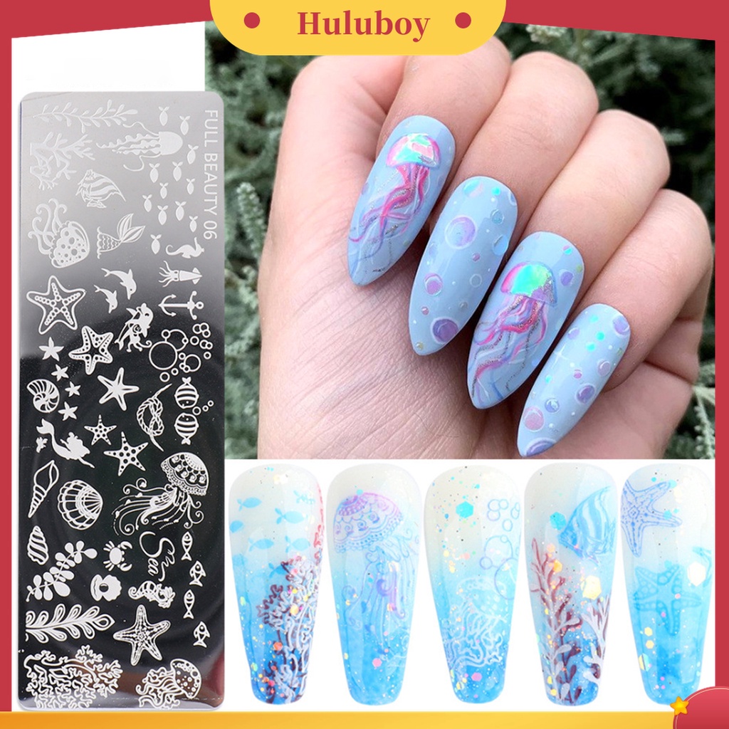Huluboy Huluboy♡ Plat Stempel Kuku Bahan Stainless Steel Untuk Manicure