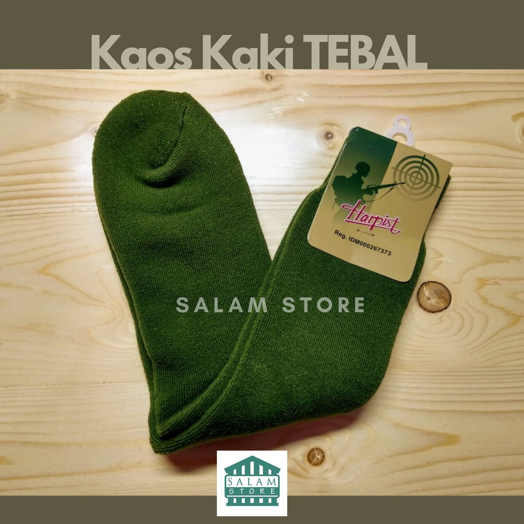 Kaos Kaki Tebal PDL Tentara Polisi Tactical Outdoor Pendakian ORIGINAL HARPIST Salam Store (COD bisa)-HIJAU POLOS ARMY