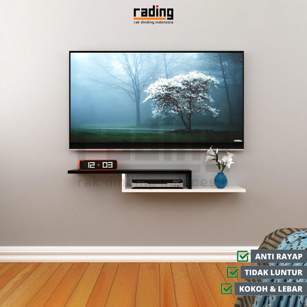 Rak TV Buffet Minimalis Modern Tempel Meja Gantung Dekorasi Dinding Ambalan Kayu Laci Serbaguna Koko