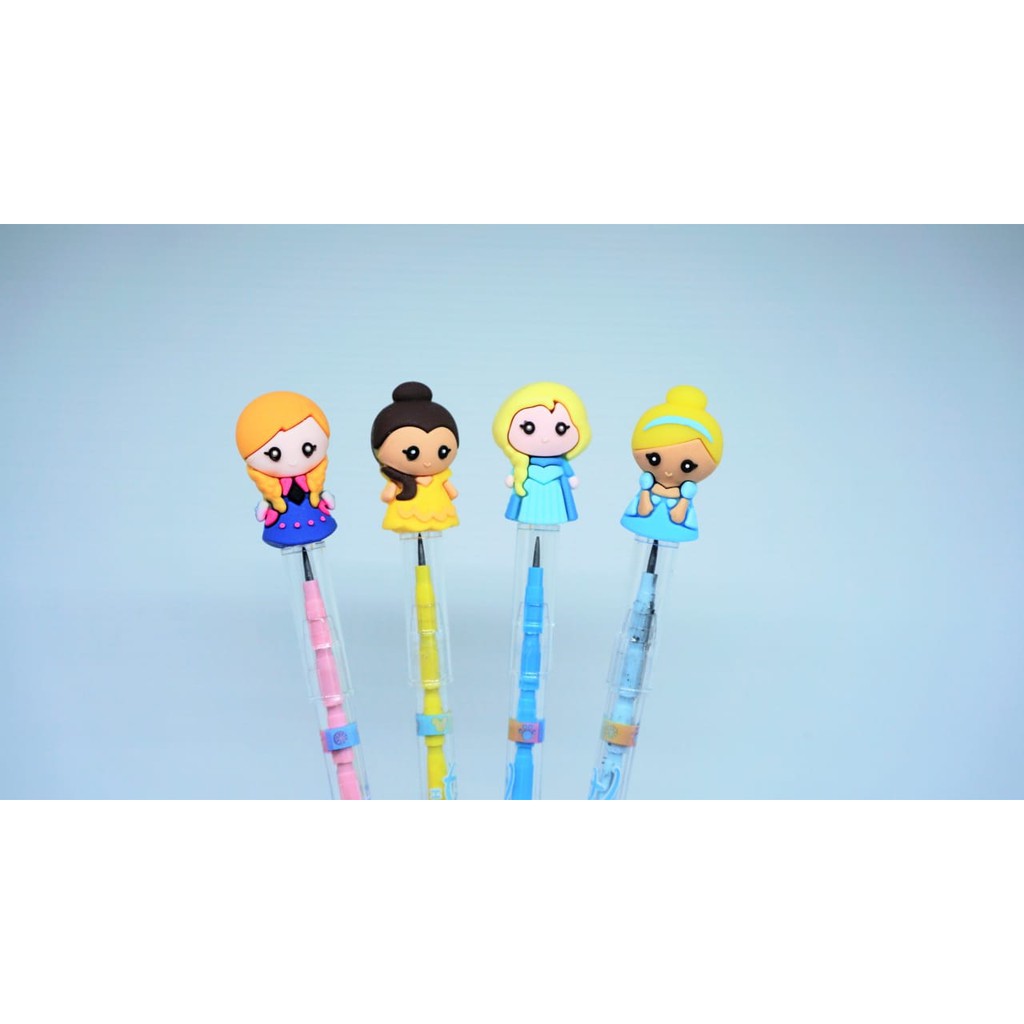 Pensil Princess Peluru Lantu Susun Bensia Refill Isi Princes Queen Belle Elsa Anna Cinderella