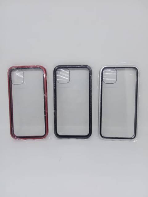 Case Magnetic Double Glass Iphone 11 Premium Case 2in1 Double Glass Magnetik Case