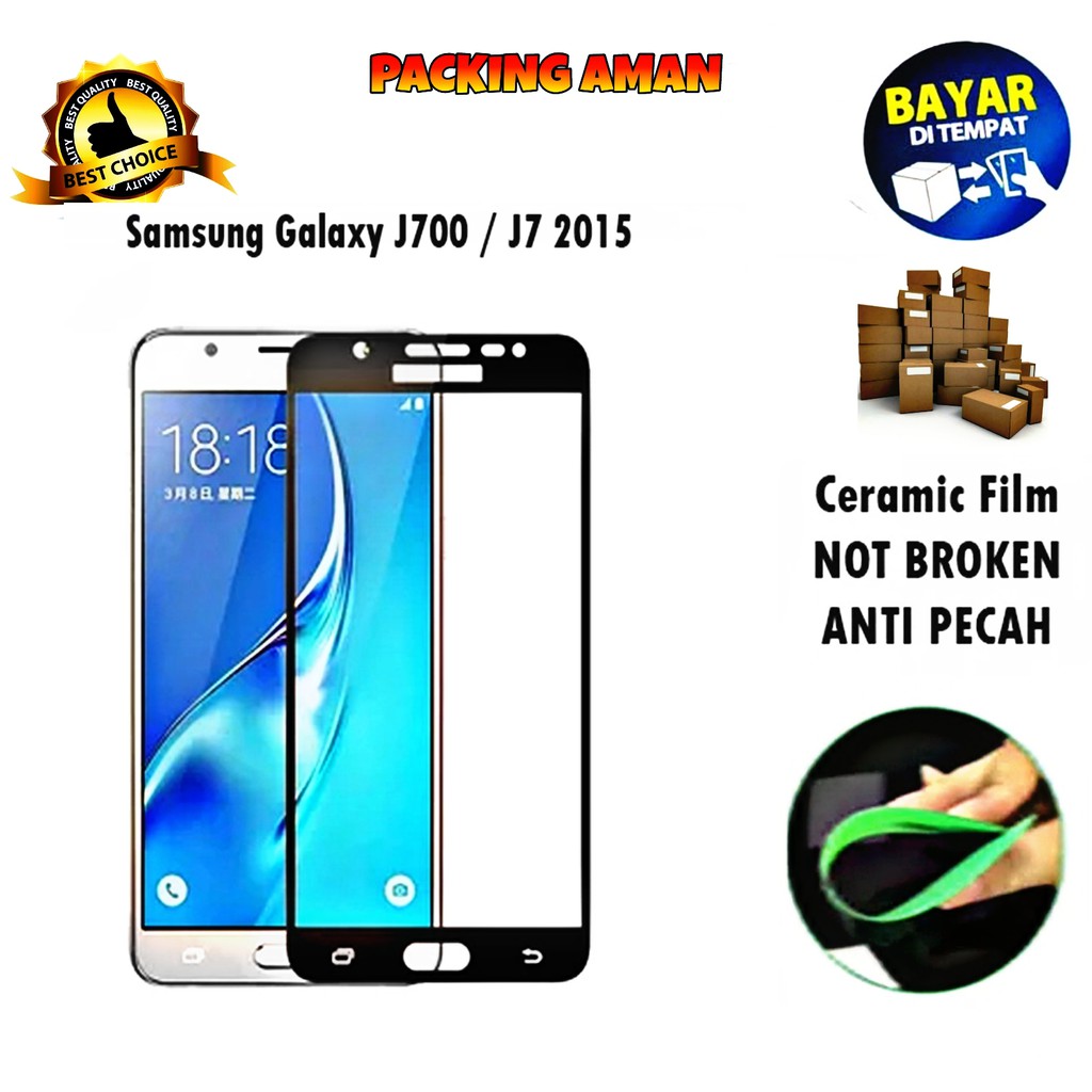 Tempered Glass Samsung Galaxy J700 J7 2015 Full Cover / Full Screen Ceramic Film Keramik Anti Gores