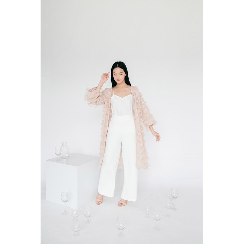 Aura Label - Pam White Pants - Celana Wanita Kekinian Kulot Terbaru