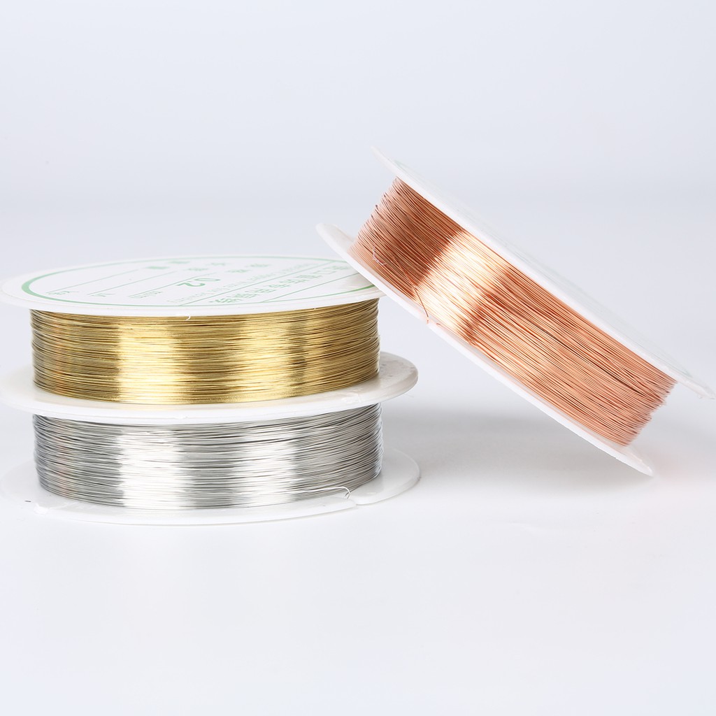 Kawat Tembaga Lapis Emas Ukuran 0.3/0.4/0.5/0.6/0.8mm 2.5/4.5/6.5/8/15m Untuk Membuat Perhiasan Diy