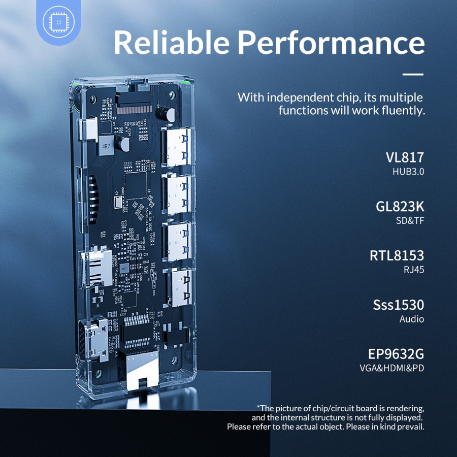 ORICO WB-8P Type-C 8-in-1 Transparent Hub