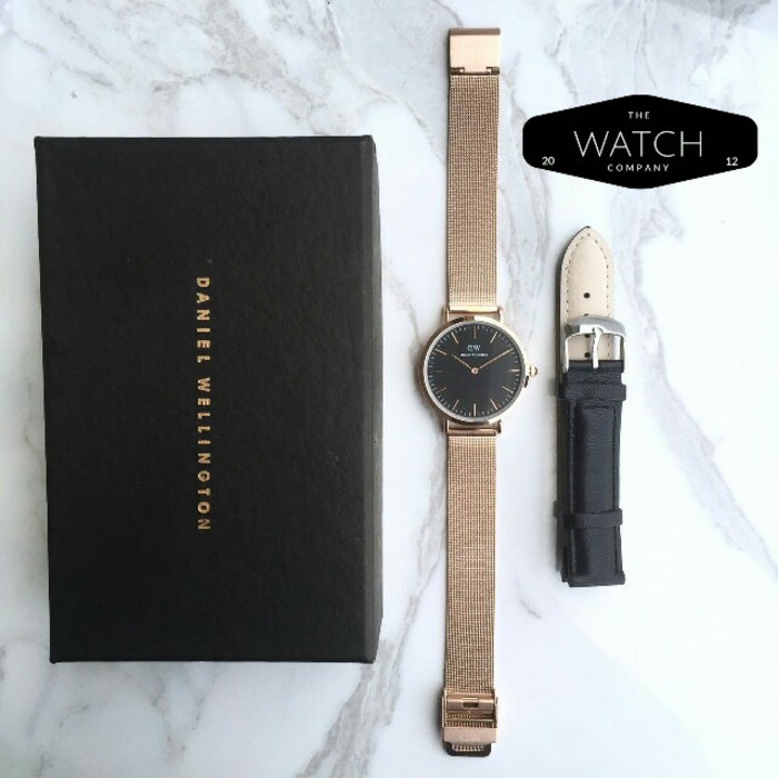 Jam Tangan Wanita / Jam Tangan Cewek / DW Set Stainless Rosegold Black
