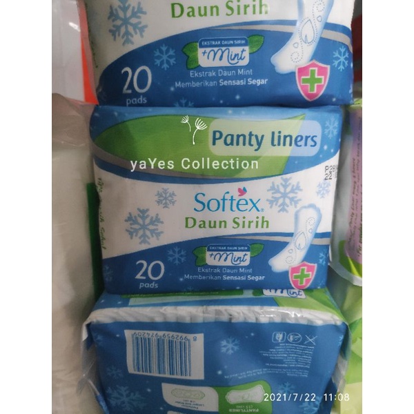 Softex ekstrak daun sirih 20 pads wing non panty liners green tea pembalut antibakteri septik sayap